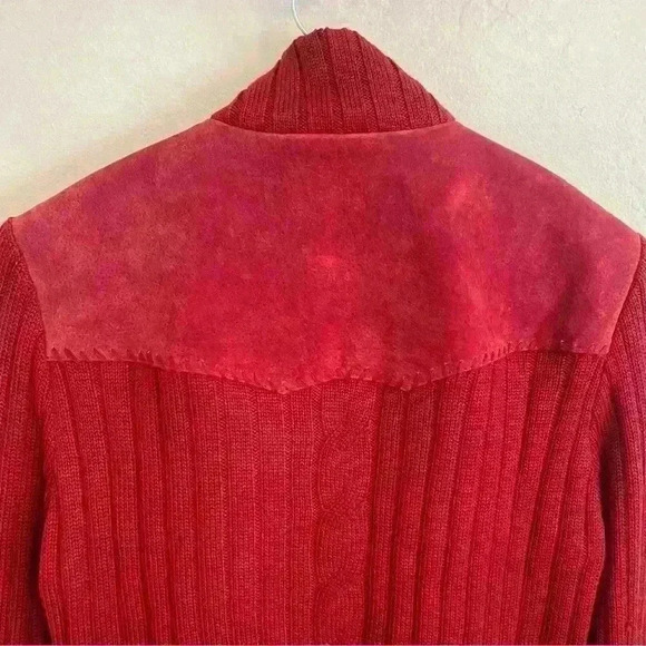 Coldwater Creek Y2K Red Suede and Knit Cardigan with Pockets Size M - Picture 2 of 10
